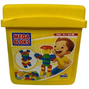 Mega Blocks Building Bricks Mini System 45 Pieces Yellow Tub 2007